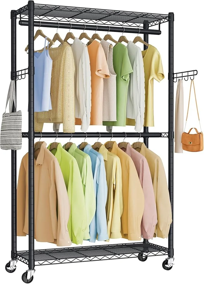Versatile SONGMICS Heavy-Duty Rolling Clothes Rack Garment Rack Portable Closet on Wheels with Adjustable Mesh Shelves and Hanging Rails Hooks 15.8 x 35.4 x 78.3 Inches Ink Black ULGR416BH01About ThisOverview Advanced