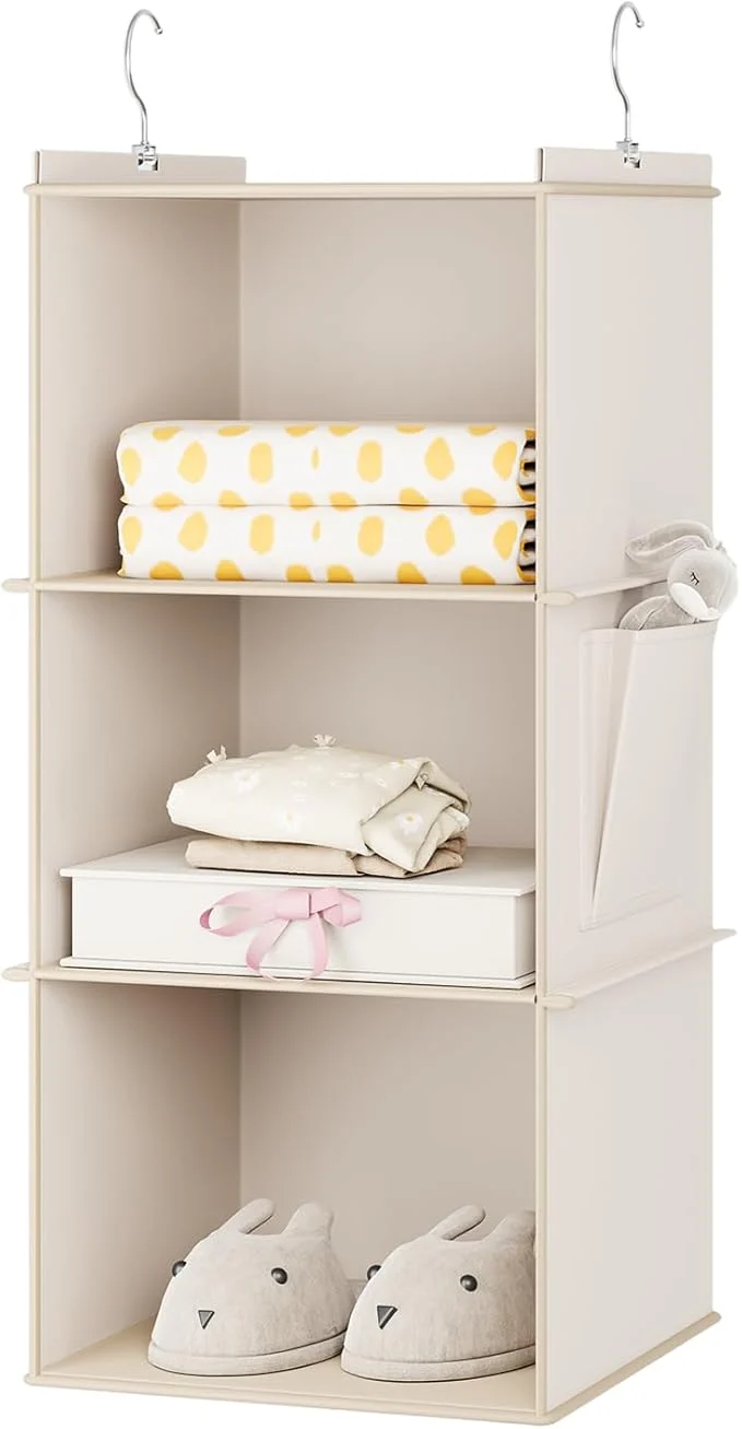 Top-Quality YOUDENOVA Hanging Closet Organizer 3-Shelf Closet Hanging Storage Shelves BeigeAbout ThisOverview Secure