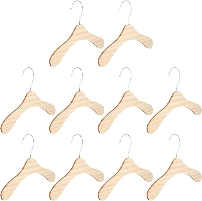 Sophisticated 10pcs 8.66-inch Wooden Pet Clothes Hangers Wear-Resistant Small Dog Cat Hangers Environmentally Friendly