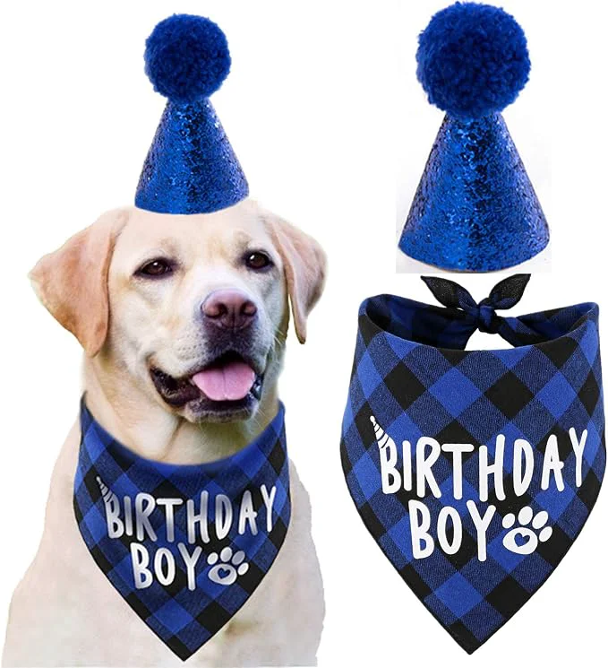 Trusted Dog Birthday Party Supplies Pet Birthday Hat and Boy Doggy Birthday Bandana Set First-Class