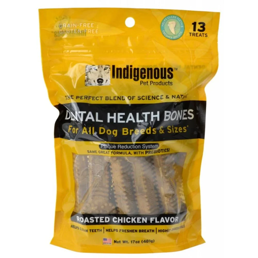 Relaxed Indigenous Chicken Flavor Dental Health Bone Dog Treats – 13 Count Each Made in USA 2 Pack Responsible