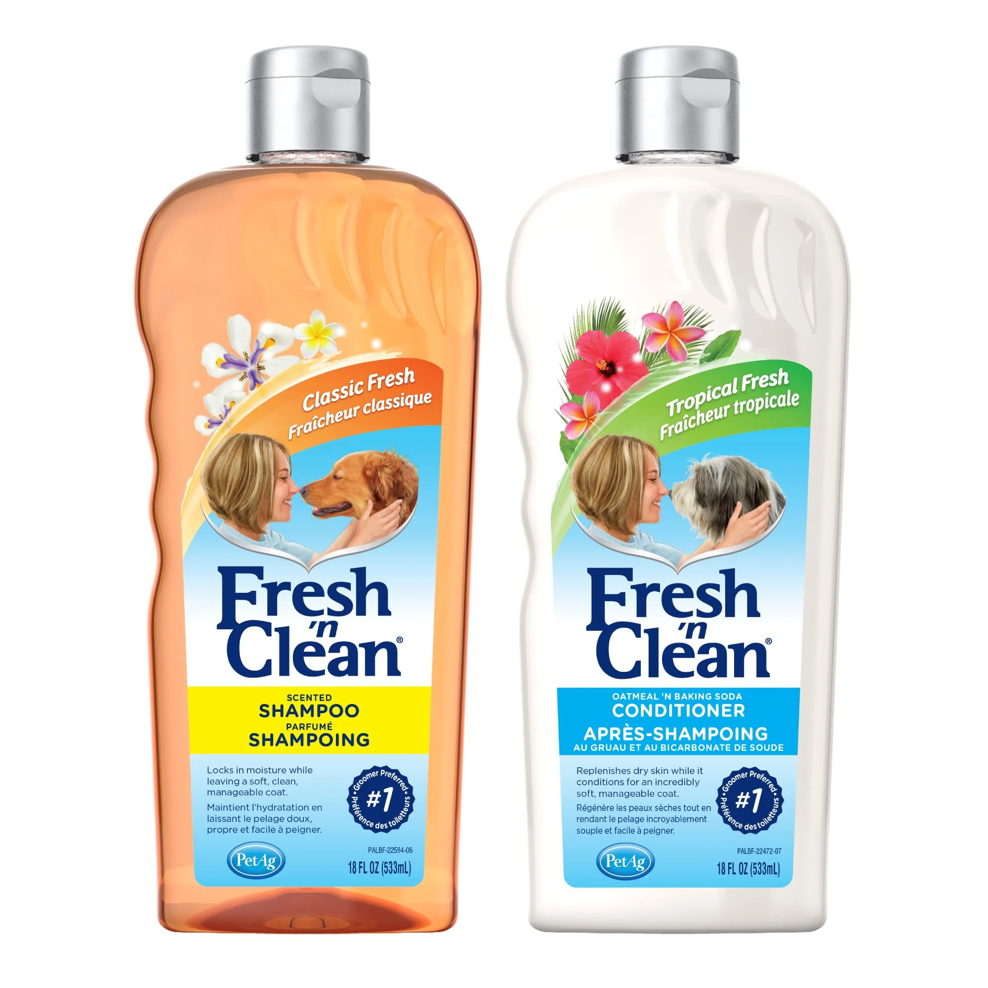 Safe PetAg Fresh n Clean Shampoo Oatmeal n Baking Soda Conditioner Bundle – 18 oz Each Excellent