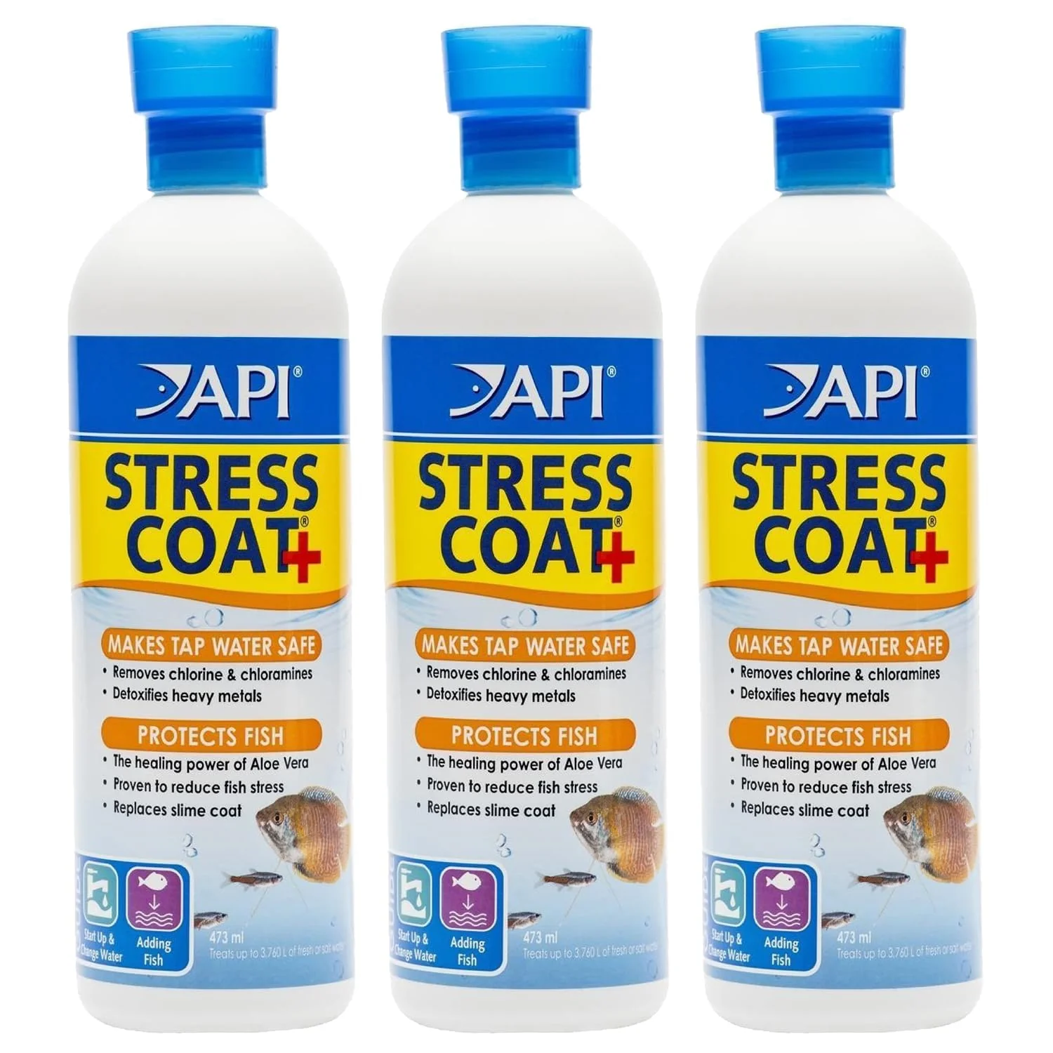 First-Class API Stress Coat with Pump 16oz – 3 Pack Freshwater Aquarium Water Conditioner Crafted