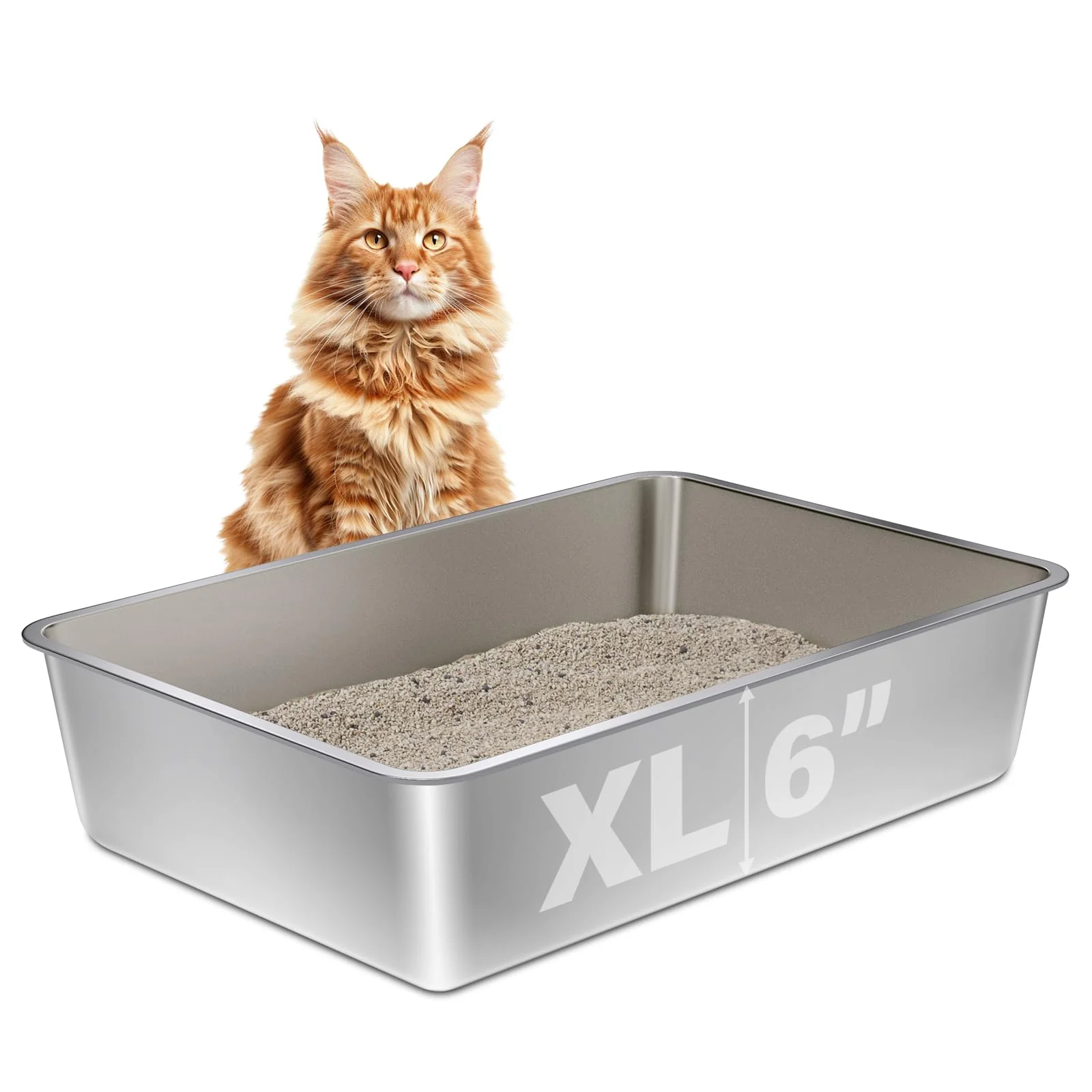 Advanced Olacat Stainless Steel Litter Box XL – Extra Large Non-Stick Odor-Resistant Easy-Clean Elegant