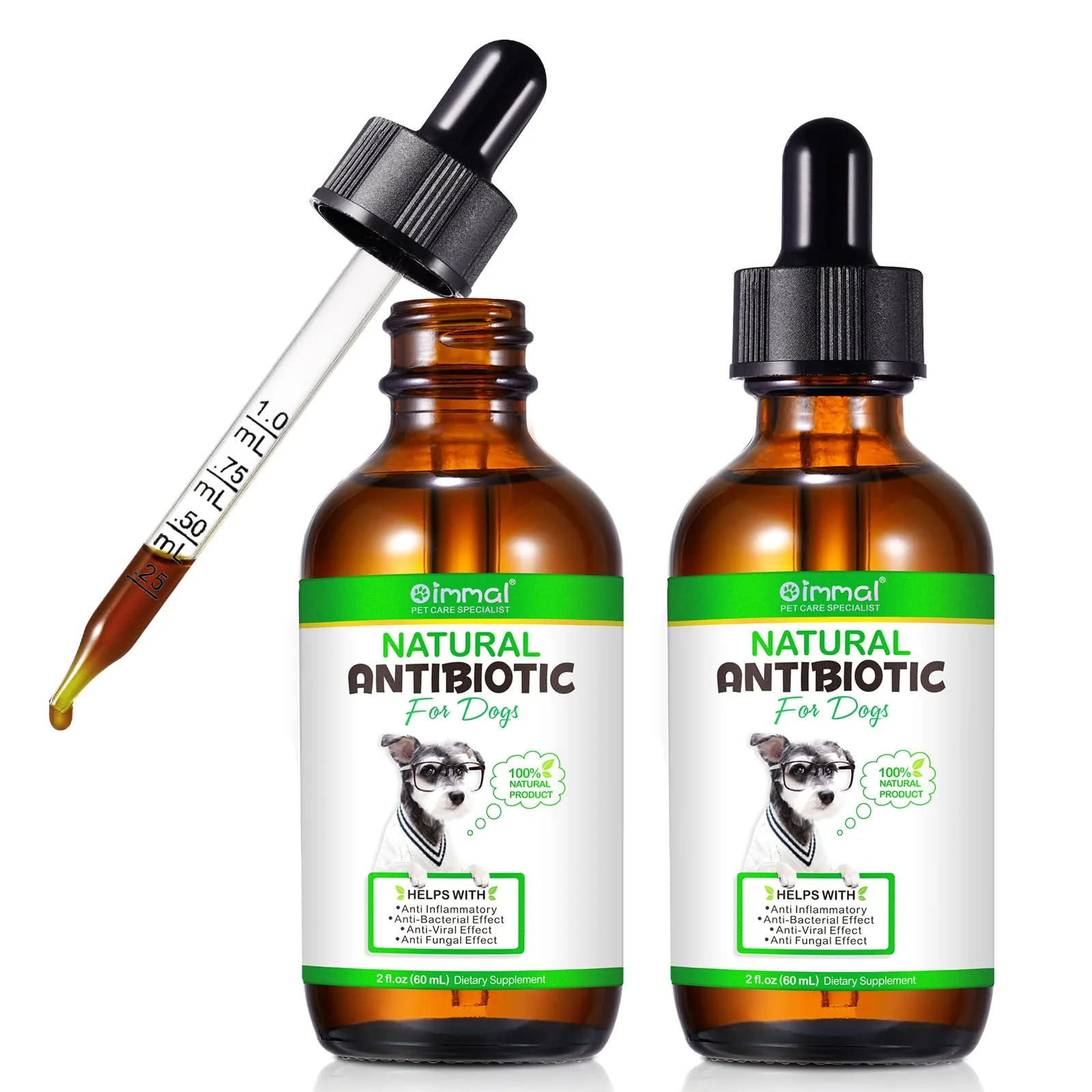 Dependable VOSIFSDIY Dog Antibiotics Natural Multivitamin Drops 60ml 2-pack Recyclable