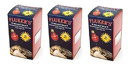 Traditional Fluker's 3-Pack Red Heat Bulbs 75W for Reptiles Infrared Heating Lamp Premium