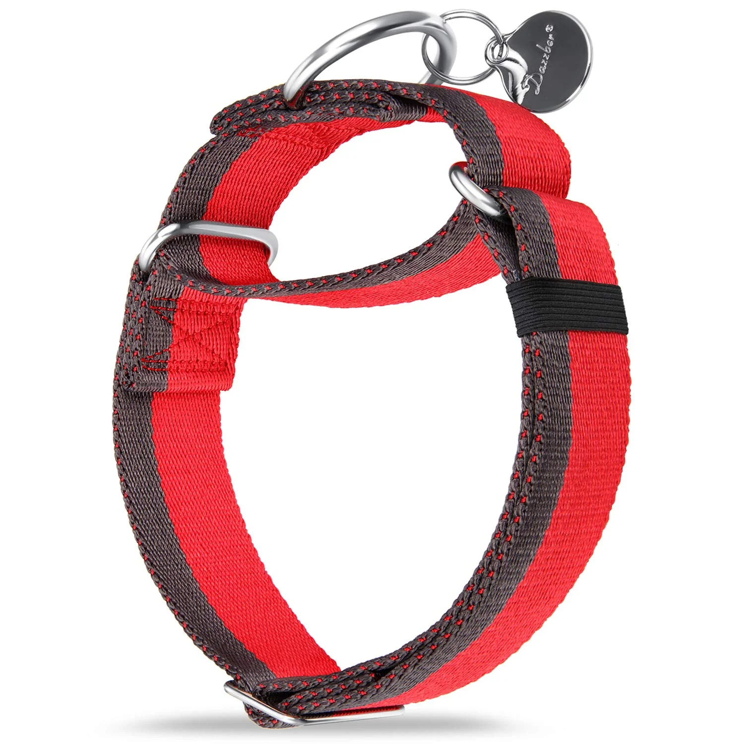 Stylish Dazzber 1.5-Inch Martingale Collar – 1200D Nylon No-Pull Heavy Duty Medium–XL Red Grey High-Quality