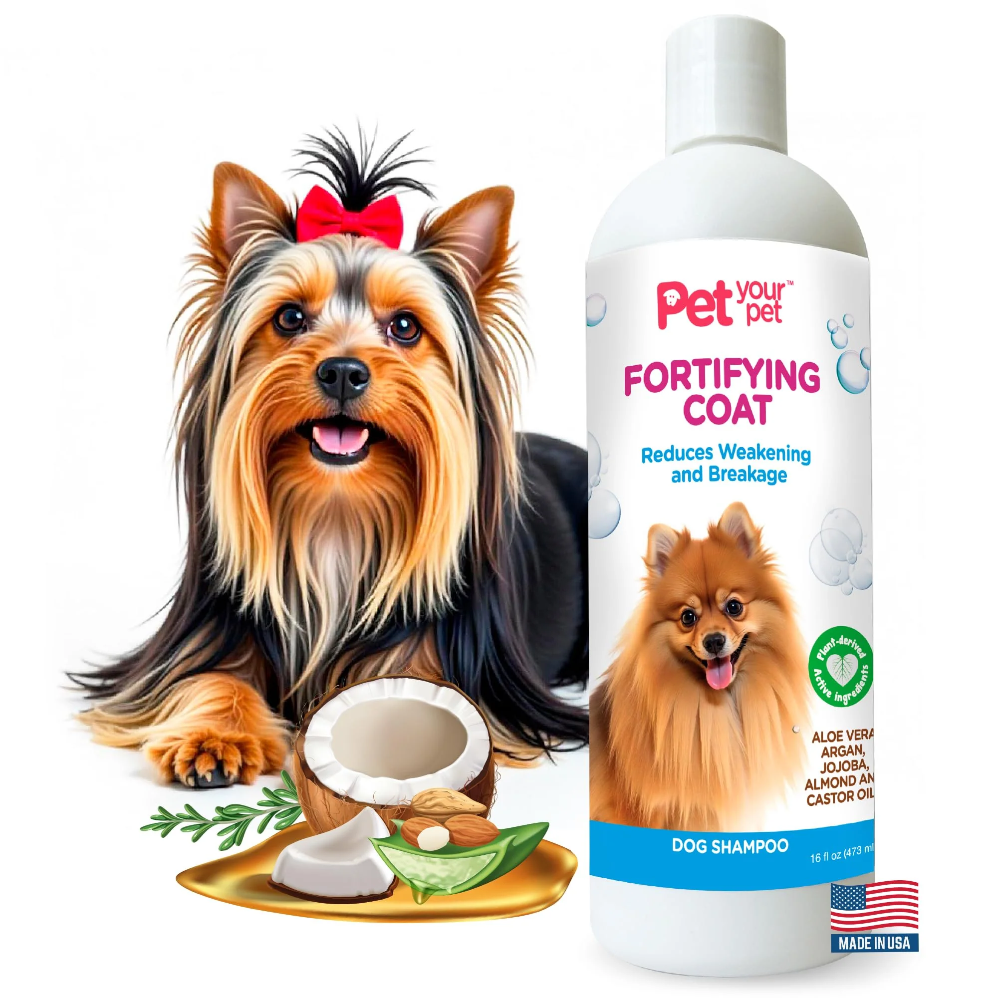 Comfortable Pet Your Pet Natural Dog Shampoo – Coat Strength Fortifying Formula Argan Jojoba Aloe 16 oz Expertly Made