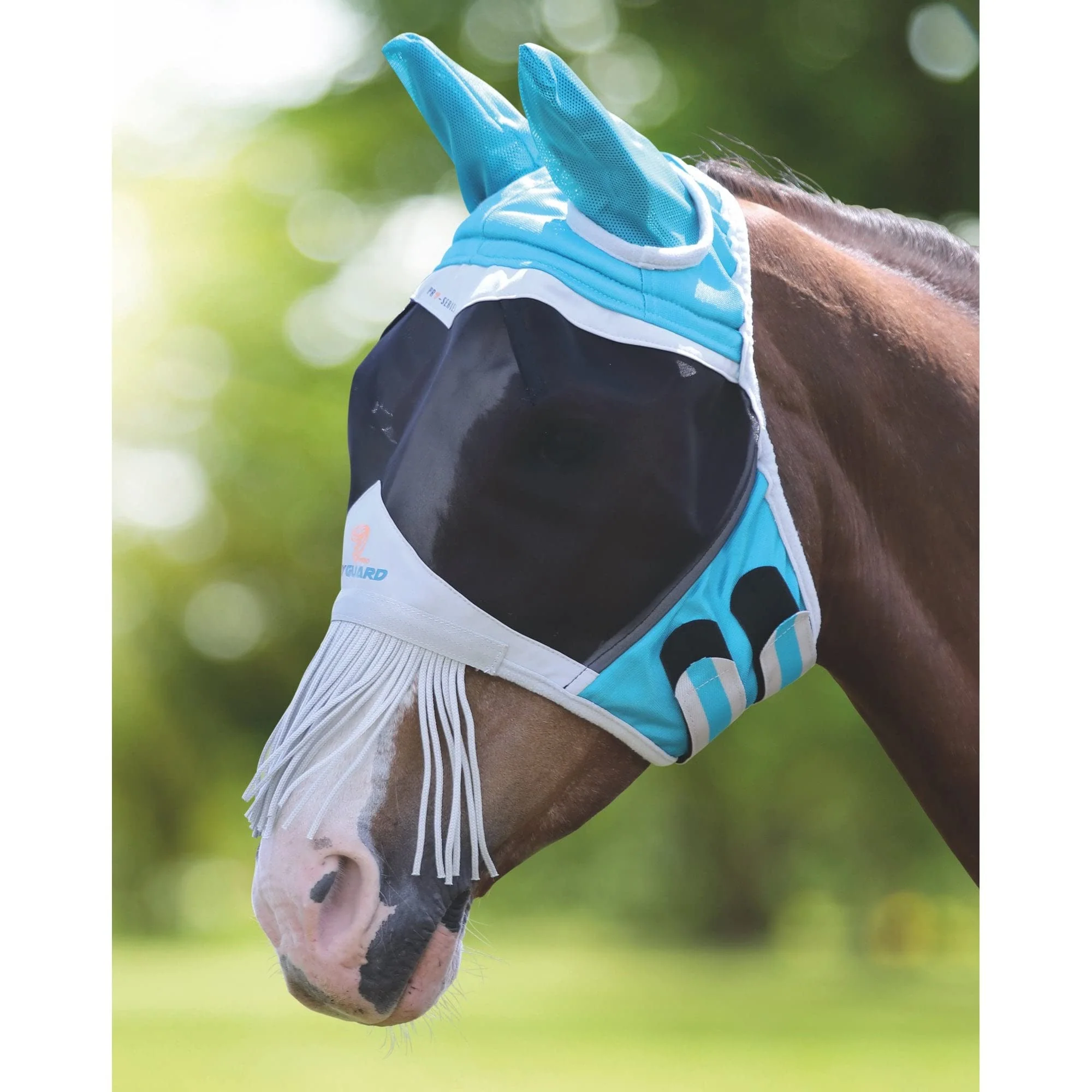 Clean Shires Fine Mesh Fly Mask with Nose Fringe for Pony – Teal High-Performance