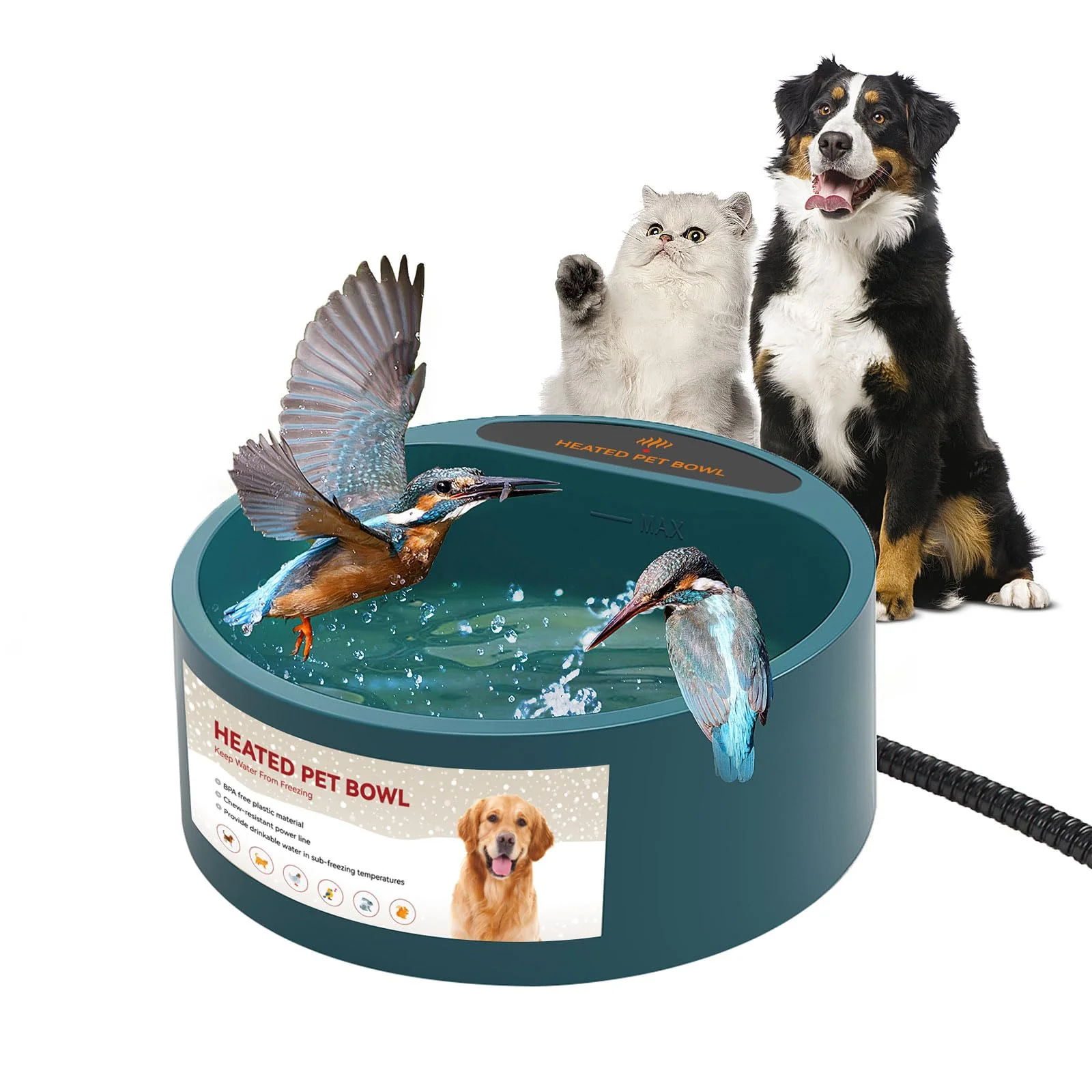 Trendy Enjoying Heated Pet Bowl 2.2L Ice- Water for Outdoor Pets Consistent