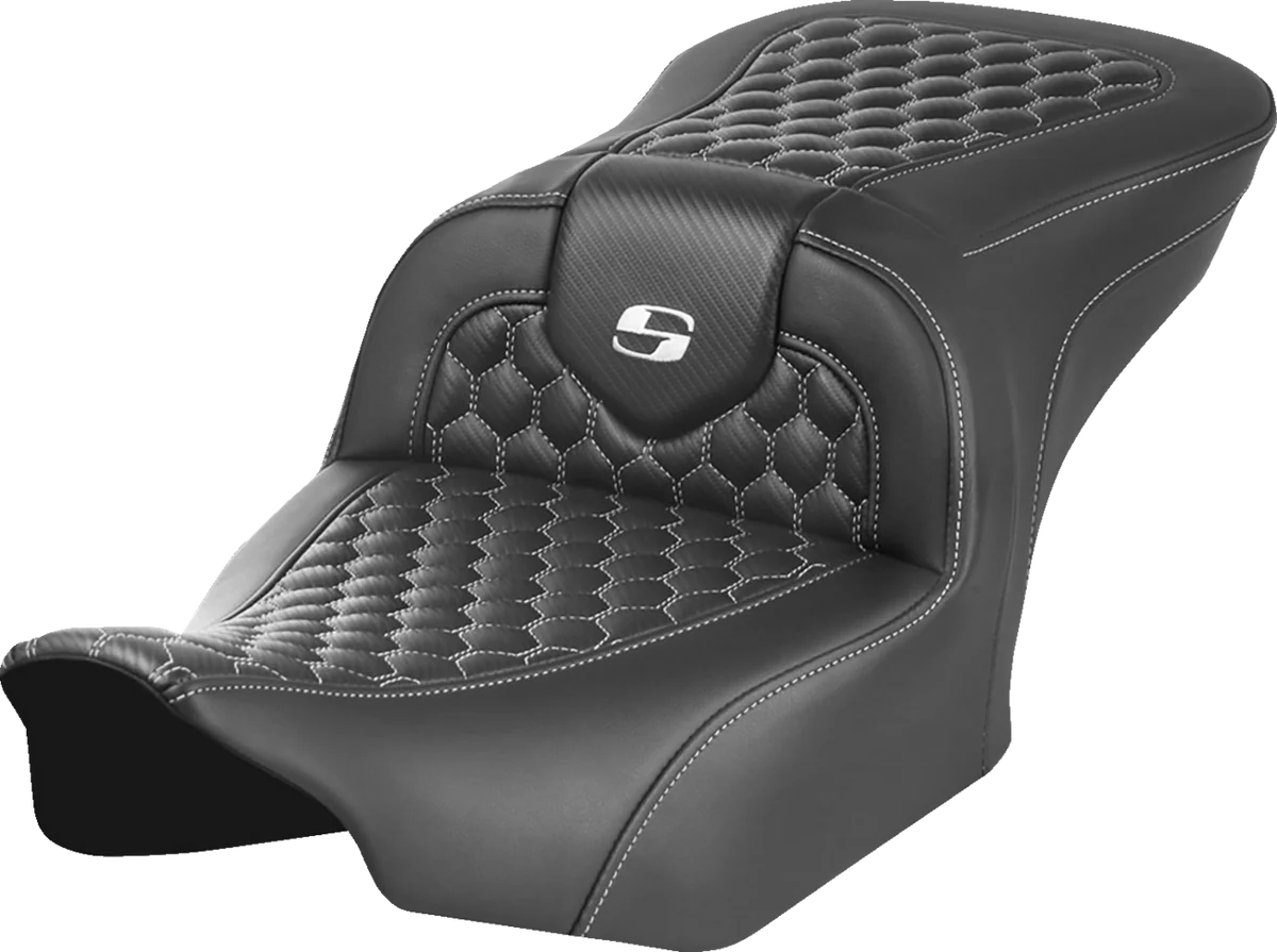 Trusted SADDLEMEN Roadsofa Seat - without Backrest - Honeycomb - White Stitch - FLTR FLHX '23-'24 823-07-18906 High-Grade