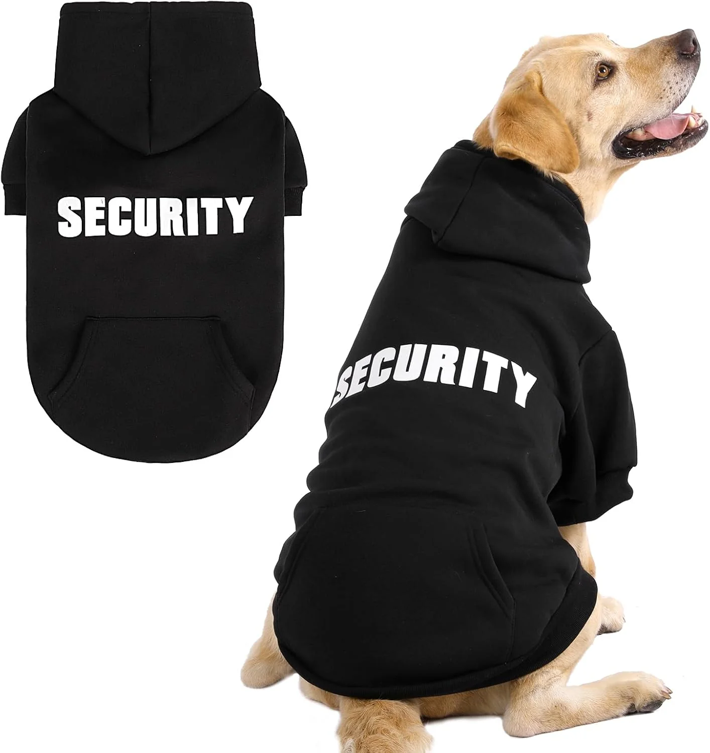 Advanced KOOLTAIL Security Dog Hoodie Fall Puppy Sweater Clothes for Small Medium Large Dogs Soft Warm Winter Pet Cold Weater Coats Hooded Sweatshirt with Pocket Dog Halloween Costume for Girl Boy Black M Flexible