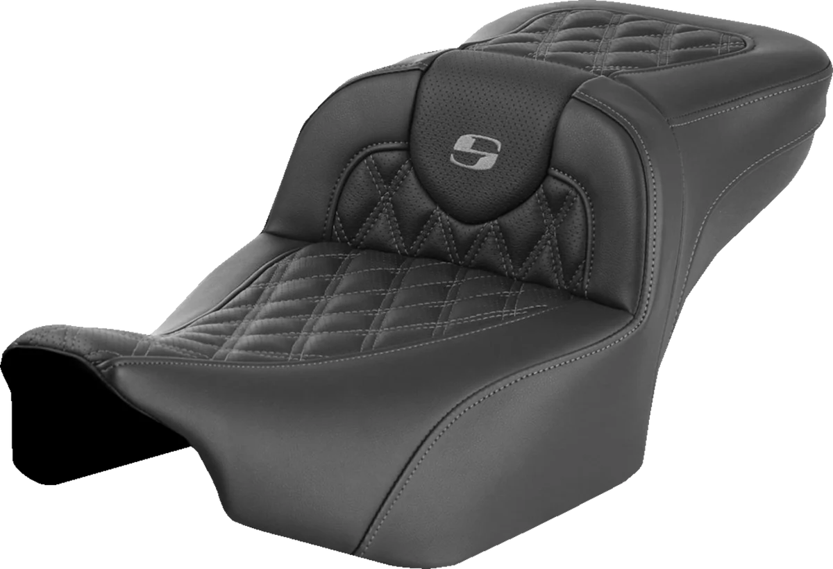 Casual SADDLEMEN Roadsofa Extended Reach Seat - without Backrest - Lattice Stitch - Gray Stitch - FLTR FLHX '23-'24 823-07-18402 Reliable