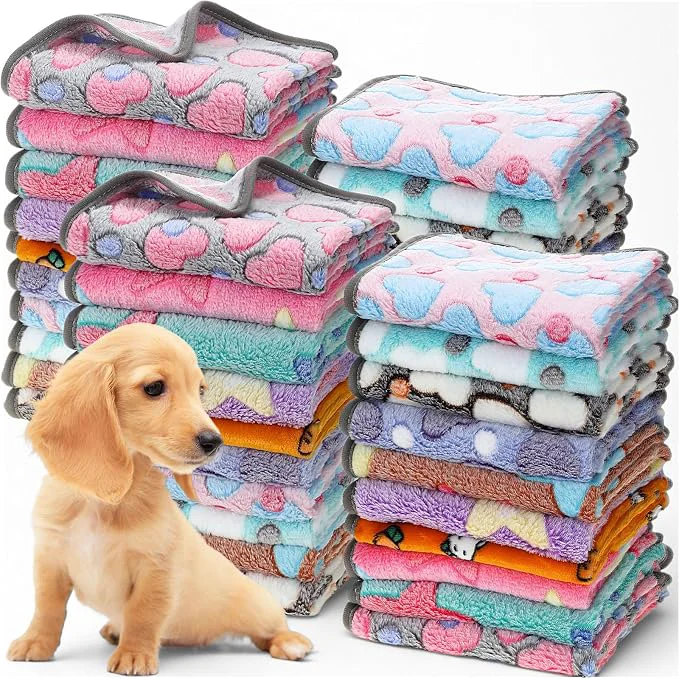 Exceptional 60 Pcs Puppy Blanket Bulk Soft Fluffy Flannel Pets Fleece Blankets Modern