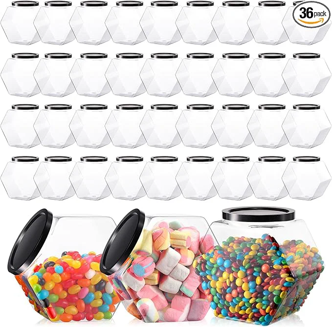 Artisan Bokon 36 Pcs Hexagon Shaped Jars with Lids Plastic Cookie Container 30 Enhanced