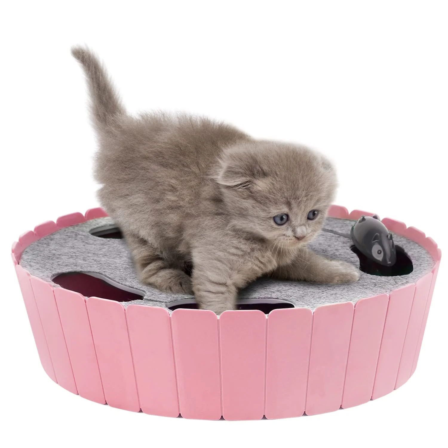 Smart Pawaboo Interactive Toy with Running Mouse – Pink Electronic Cat Teaser for Indoor Play Elegant
