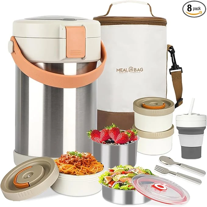 Efficient 67oz Adults Thermo for Hot Food Kit 2L 9.06in 3 Layer Stainless Steel Vacuum Soup Food Thermo Hot Food Jar Bento Box for Men Women Suitable Insulated Lunch Box for 12 Camping Office Travel UseAbout ThisOverview Verified