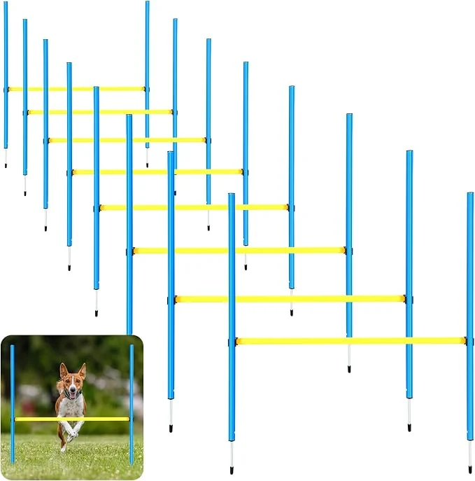 Solid 8 Set Dog Agility Jump Adjustable Dog Agility Hurdle Training Equipment Selected