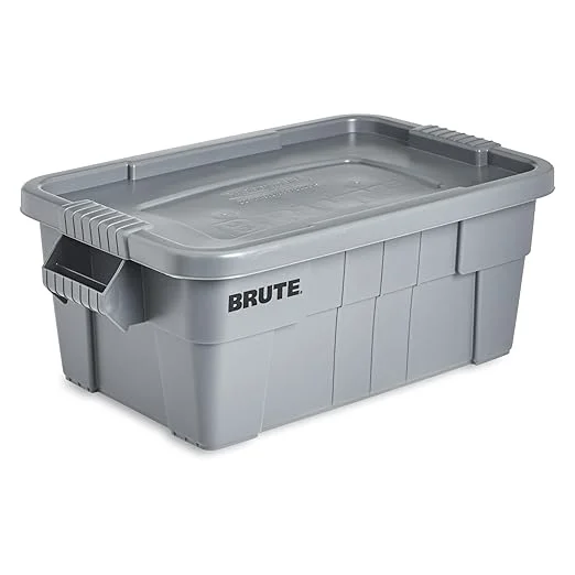 Contemporary Rubbermaid Commercial Products BRUTE Tote Storage Container with Lid 14-Gallon-included Rugged Reusable Boxes for Moving Storing in Garage Basement Attic Jobsite Truck Camping GrayAbout ThisOverview User-Friendly
