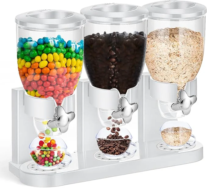 Durable Umigy 1 Pack Triple Indispensable Dry Food Dispenser 67oz Each Capacity Ce Container for Storage Preserving Dispensing Kitchen Rice Candy Nuts Dog Food Granola Snack Gumball Countertop White About ThisOverview Elite