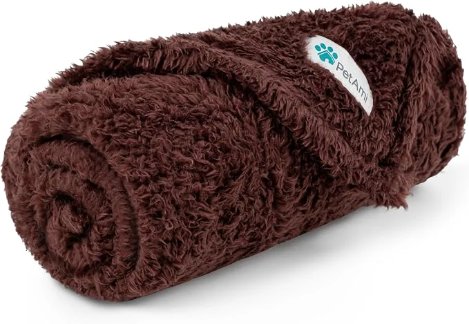 Fashionable PetAmi Dog Blanket for Small Dogs Brown Fluffy Soft Puppy Blanket Sherpa Healthy