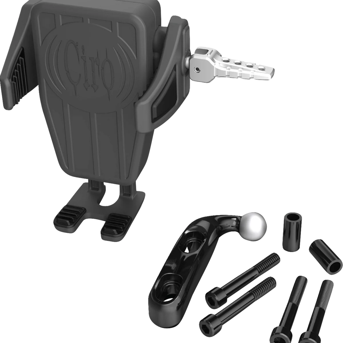 Authentic CIRO Phone Holder - Cybercharger® - Gen 2 - Black - Chrome Offset Perch Mount 55310 Clean