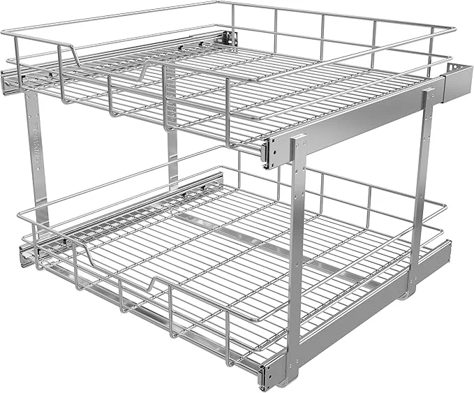 Premium 2 Tier Pull Out Cabinet Organizer 24 W X 22 D Slide Out Drawers For Kitchen Cabinets Pull Out Drawers For Cabinets Capacity Heavy Duty Caddy Cabinet Pullout Shelves Chrome-Plated Bathroom PantryAbout ThisOverview World-Class