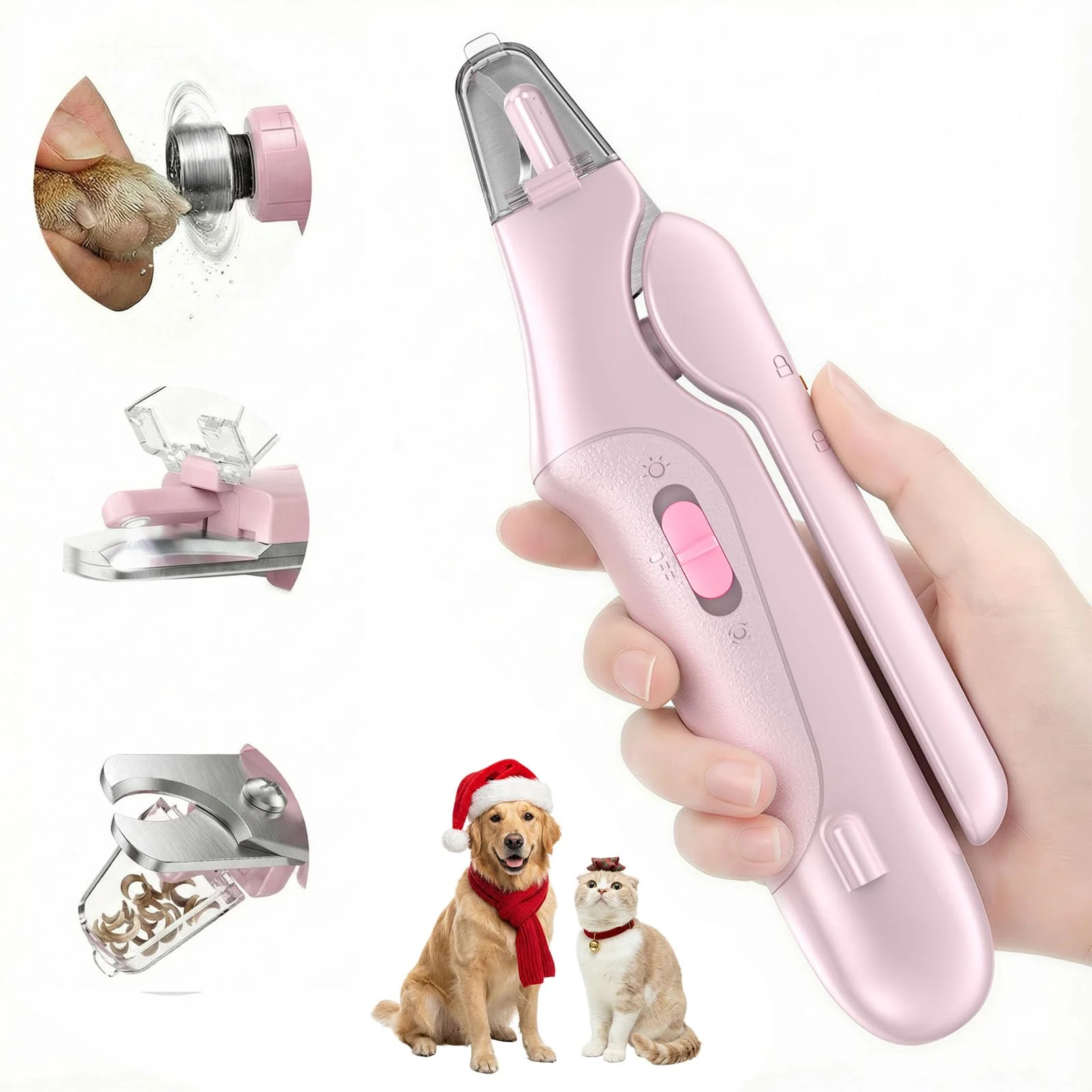 Exclusive Aoioploa 2-in-1 Dog Cat Nail Clippers with LED Lights USB-C Rechargeable Green