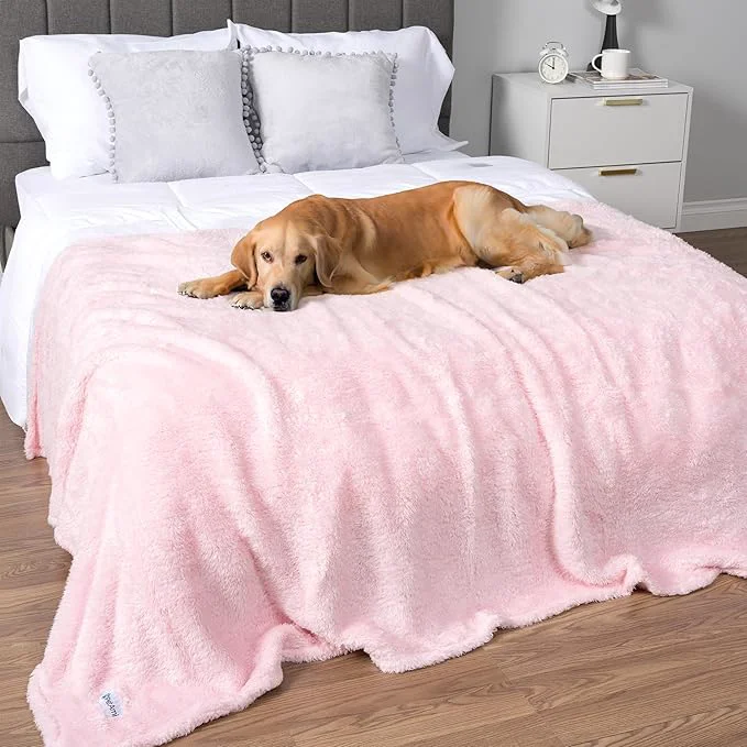 Proven PetAmi Pink Fluffy Soft Dog Cat Blanket Sherpa Fleece Calming Pet Blanket Sustainable