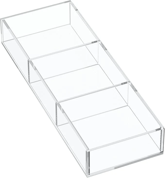 Breathable HIIMIEI 3 Section Clear Acrylic Drawer Organizer Tray Office Makeup Drawer Organizer 11.8x4.3 inch About ThisOverview Reliable