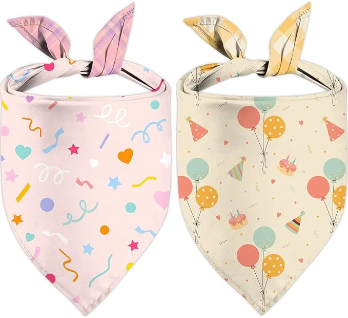 Advanced Happy Birthday Dog Bandanas Double Sided Adjustable Birthday Party Pet Elegant
