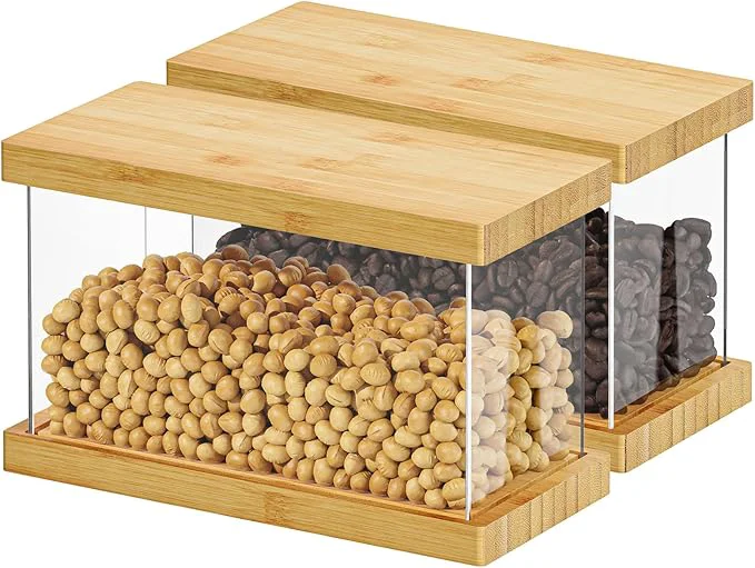 Artisan SpaceAid Bamboo Food Storage Container - Airtight Ce Containers with Lids Kitchen Ce Canisters Pantry Organizers and Storage for Rice Flour Coffee Snack Extra Small 2 PackAbout ThisOverview Premium