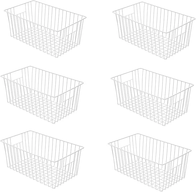 Casual 16Lx12W inch Wider zer Storage Organizer Baskets Container Deep Metal Wire Chest Upright Refrigerator Divider Bins with Built-in Handles for Cabinet Pantry Closet Kitchen 6 About ThisOverview First-Class