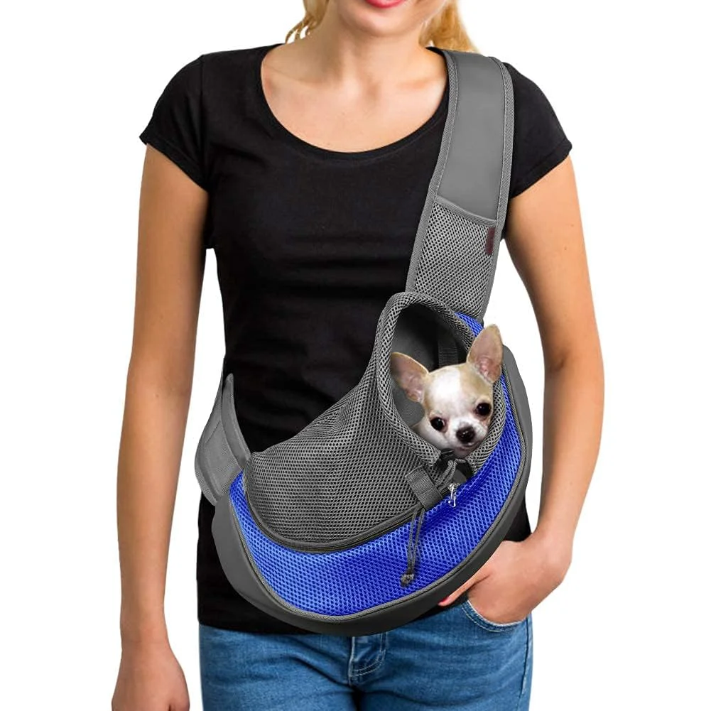 Unique YUDODO Pet Sling Carrier for Small Dogs Cats – Hands- Safe Breathable Blue 1.0 S Secure