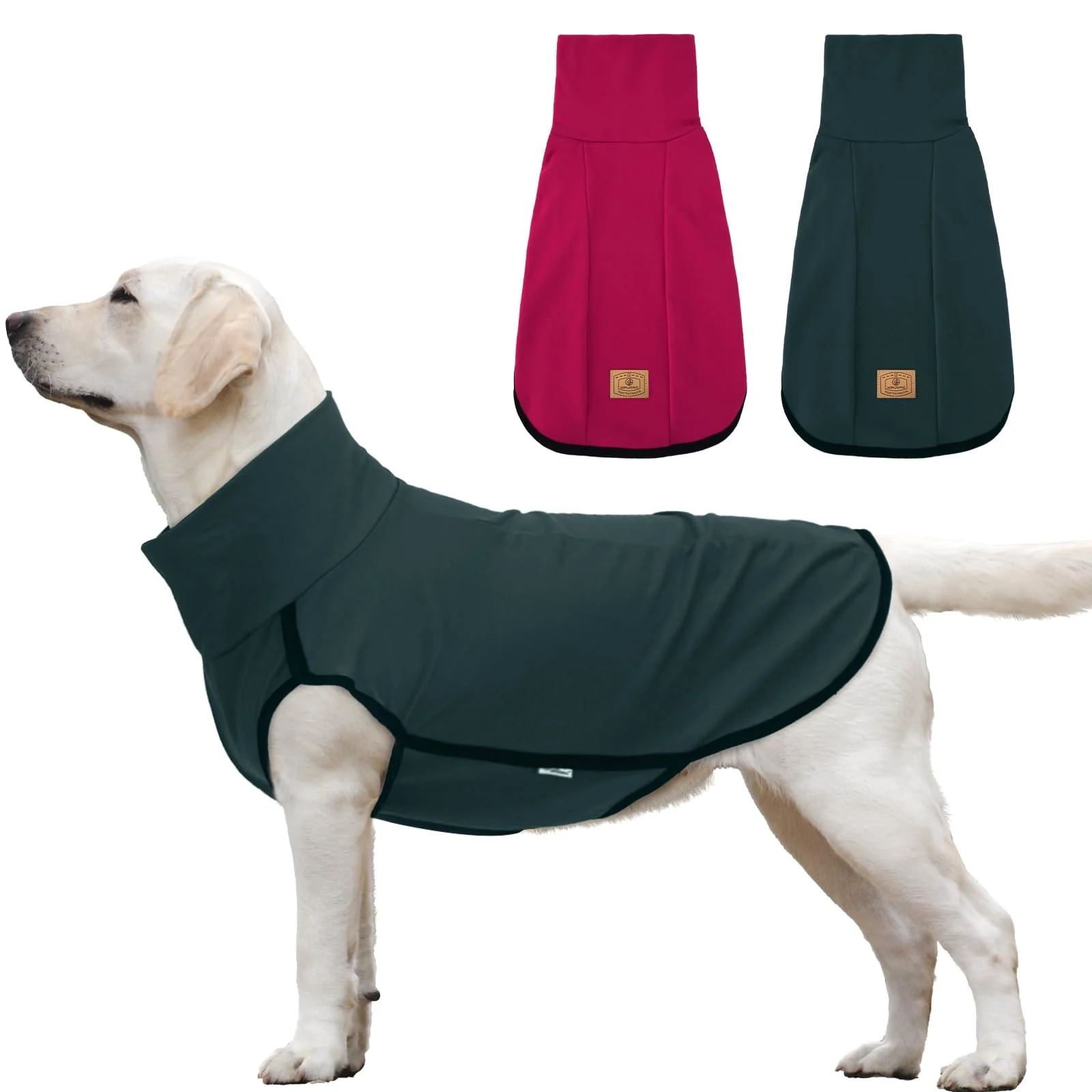 Healthy XPUDAC 2 Pack Dog Fleece Sweater — Turtleneck Warm Winter Jacket for Medium and Large Dogs X-Large Recyclable