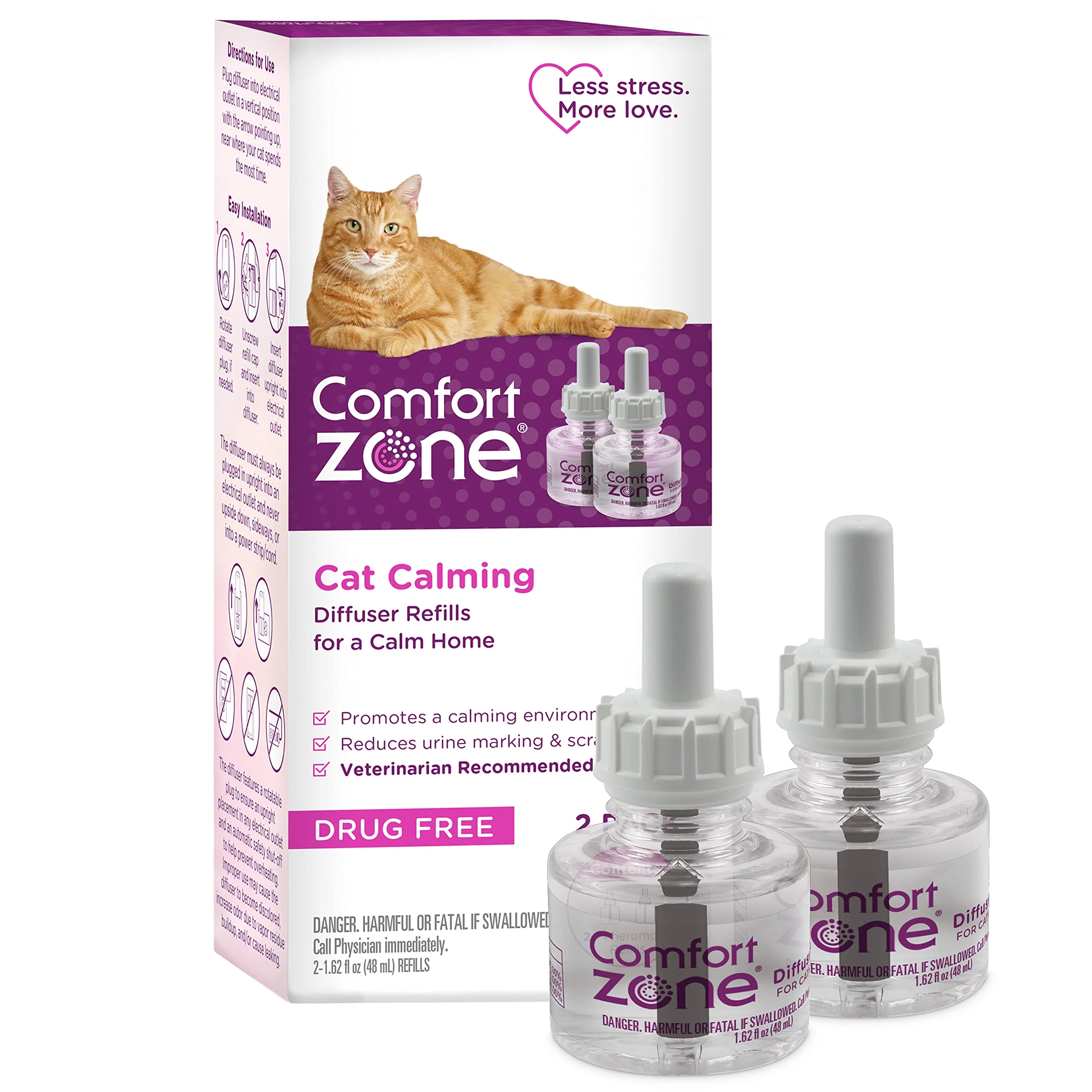 High-Quality Comfort Zone 2-Pack Cat Calming Diffuser Refills – 30 Days Pure