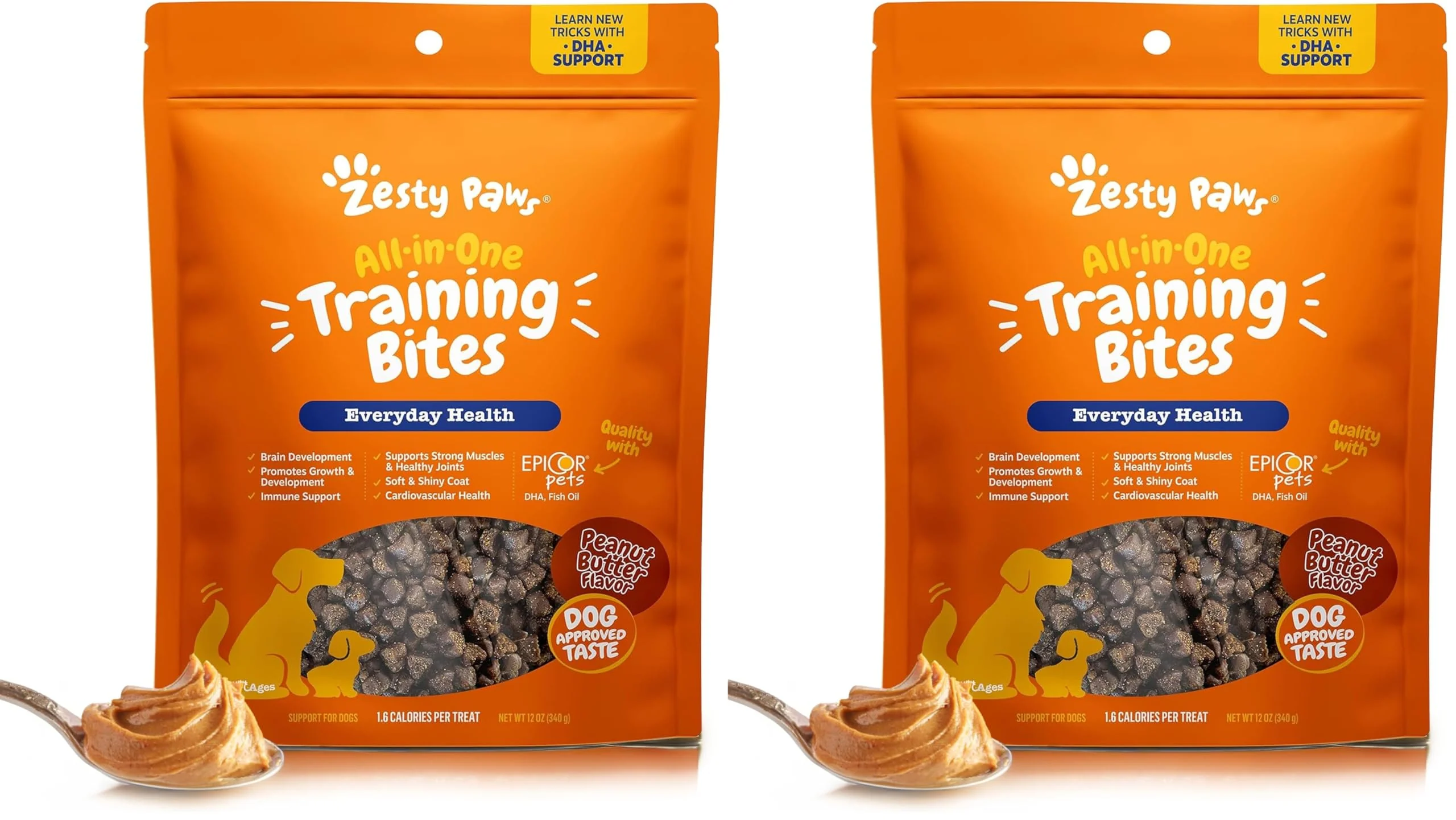 Advanced Zesty Paws Training Treats for Dogs Puppies – PB Flavor 12oz Pack of 2 Training Chews for All Breeds Classic