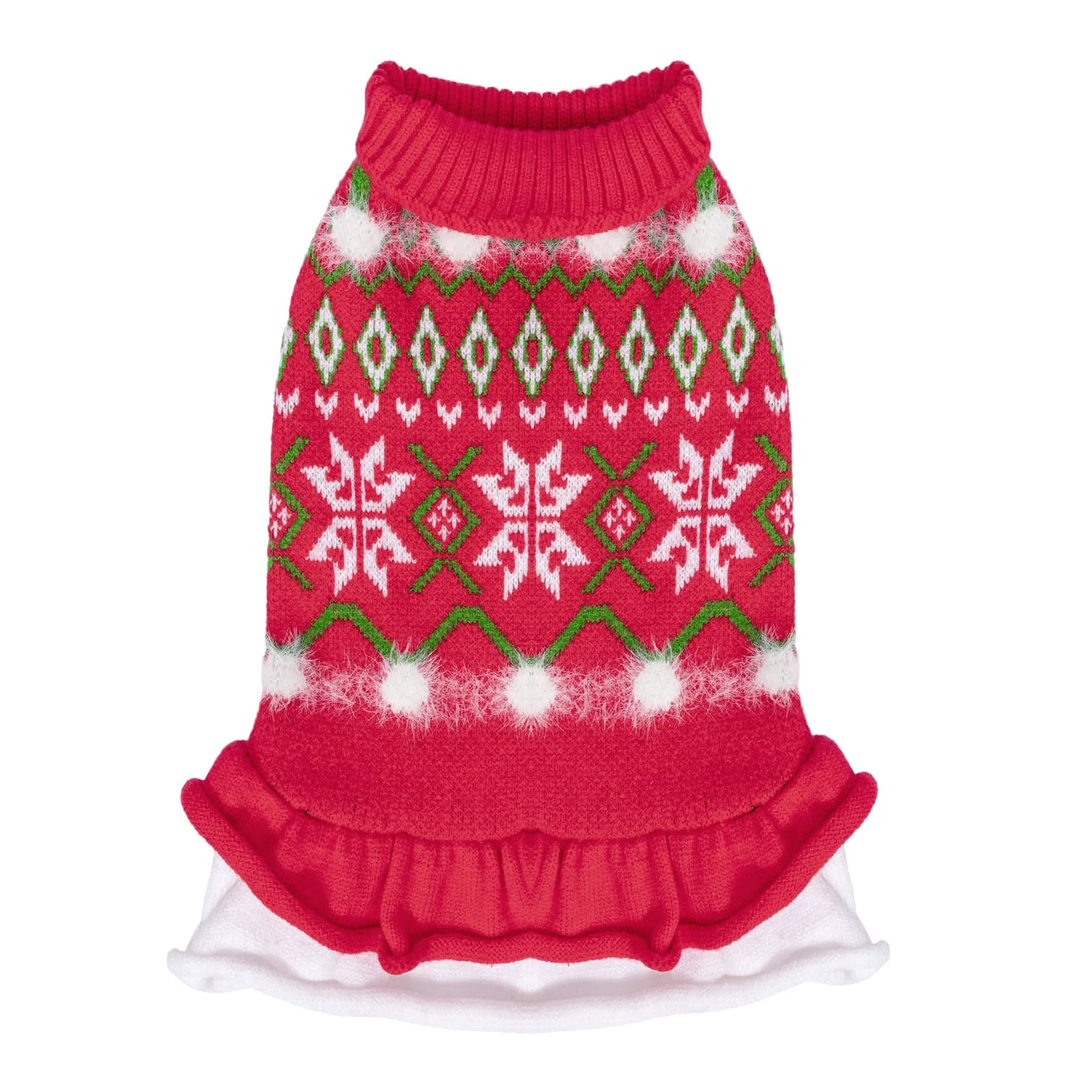 Healthy CuteBone Fancy Dog Thick Sweater Dress - Soft Acrylic Winter Pullover for Medium-Large Dogs Christmas Snowflake Red Official