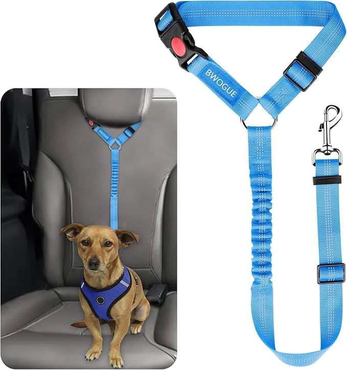 Verified BWOGUE Pet Dog Cat Seat Belts Car Headrest Restraint Adjustable Safety Leads Durable