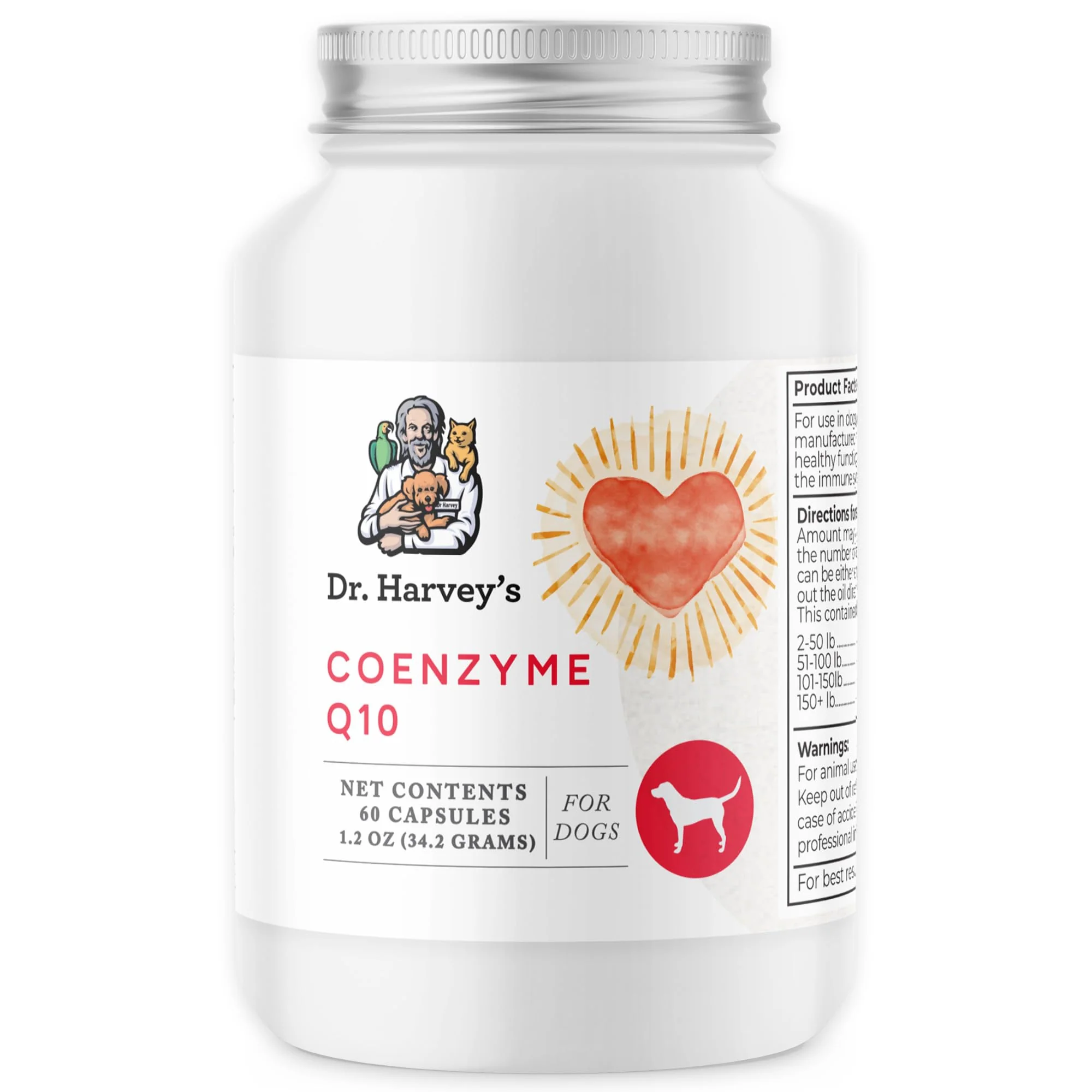 Environmentally Friendly Dr. Harvey's Coenzyme Q10 for Dogs — Heart Cardiovascular Support 60 Capsules Premium