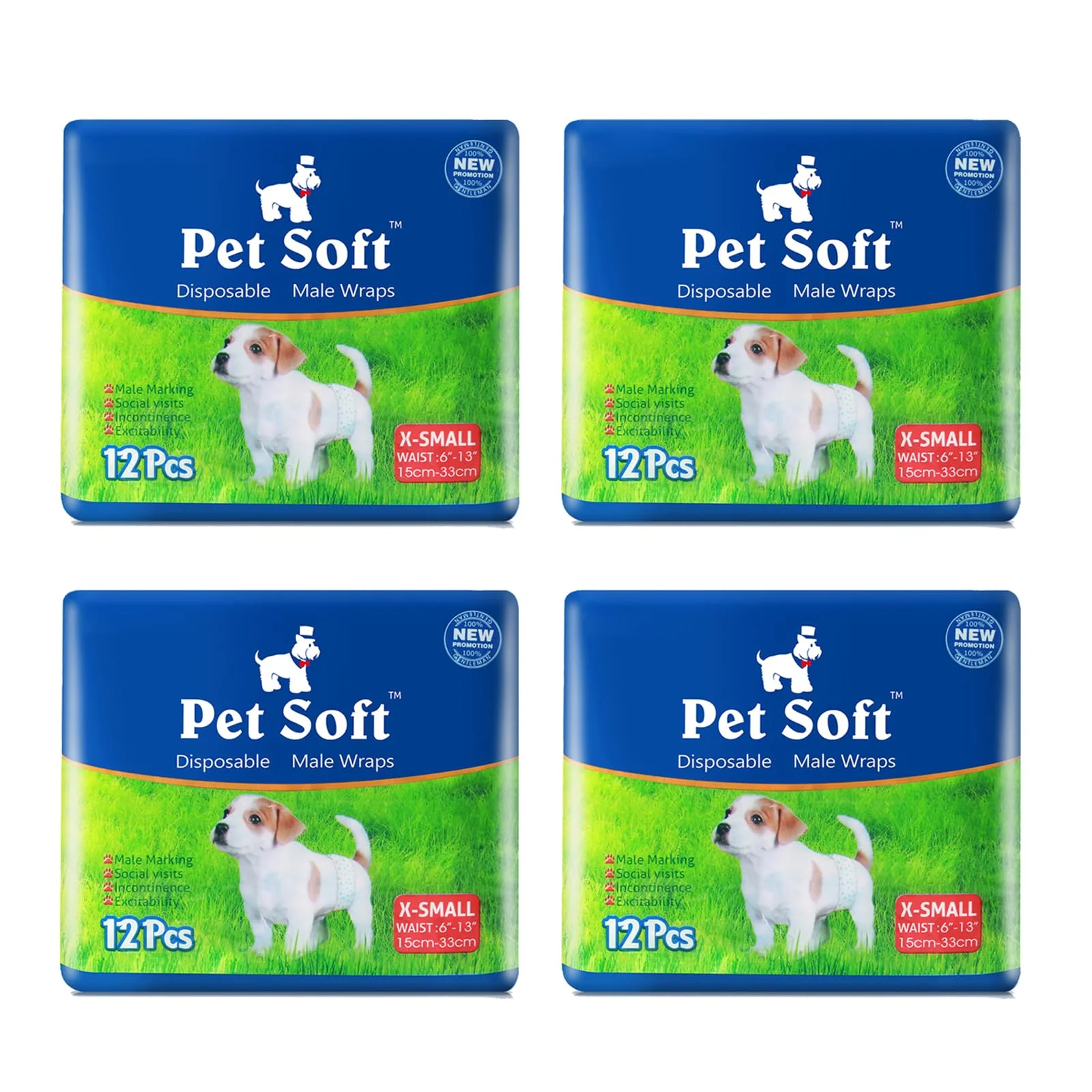 Practical Pet Soft Disposable Male Dog Wraps – XSmall Puppy Diapers 48 Count Verified