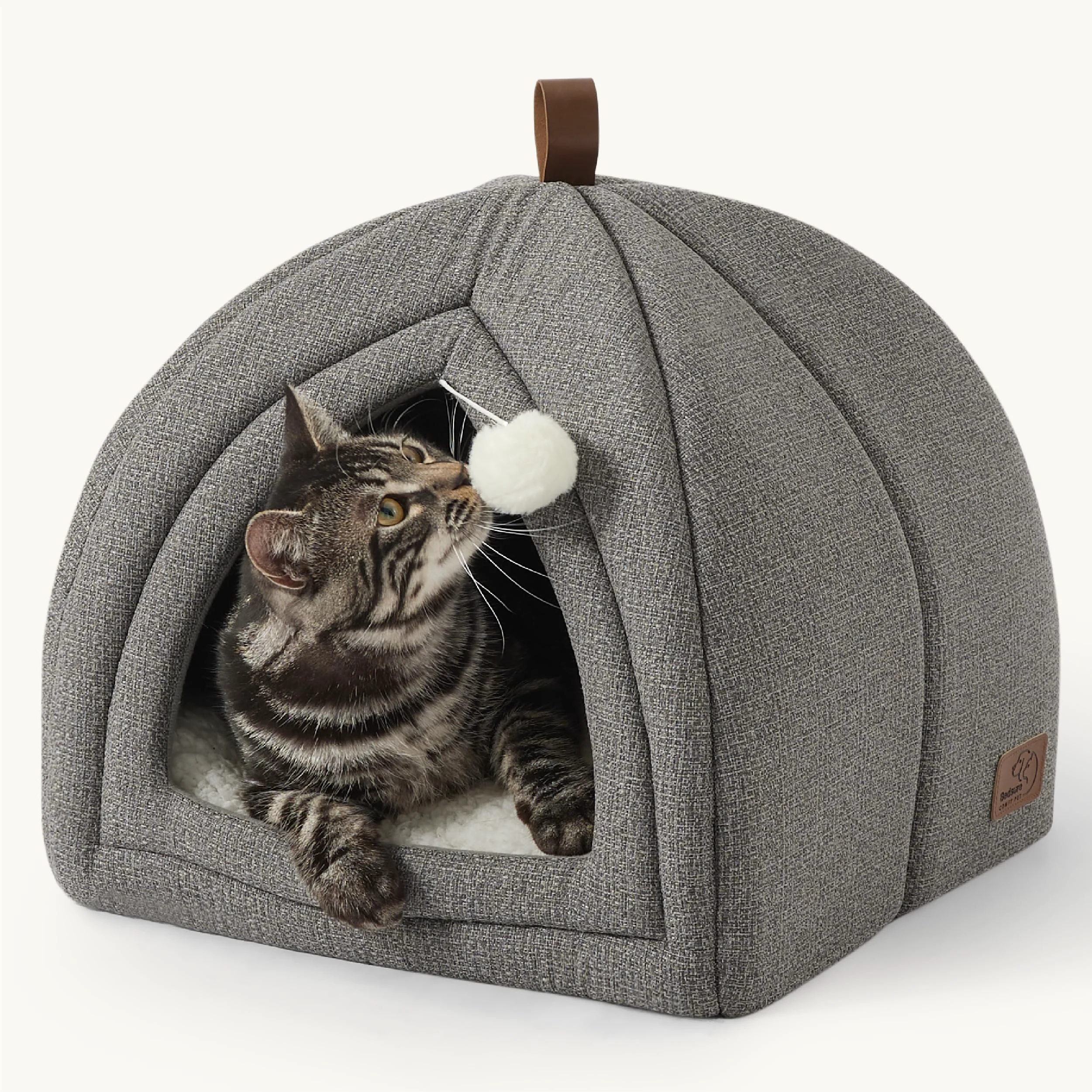 Unique Bedsure 2-in-1 Cat Cave Bed for Indoor Cats Kittens • Foldable Tent with Non-Slip Bottom – Grey 16 Inches Fast