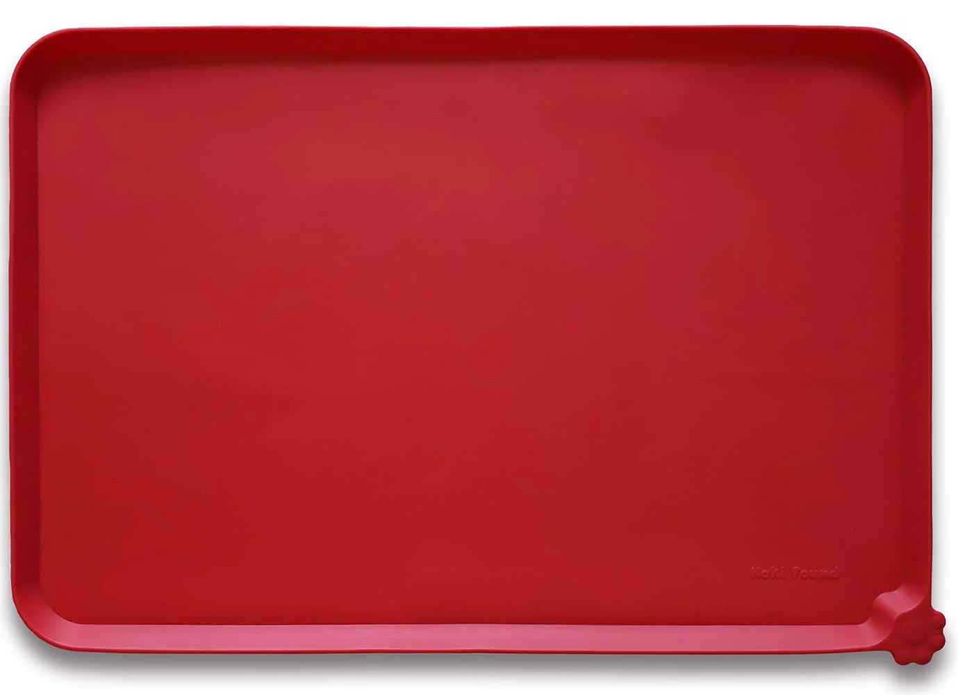 Proven Hoki Found L Silicone Pet Food Mat – Non-Slip Waterproof Feeding Tray 22x14 – Classic Red Green