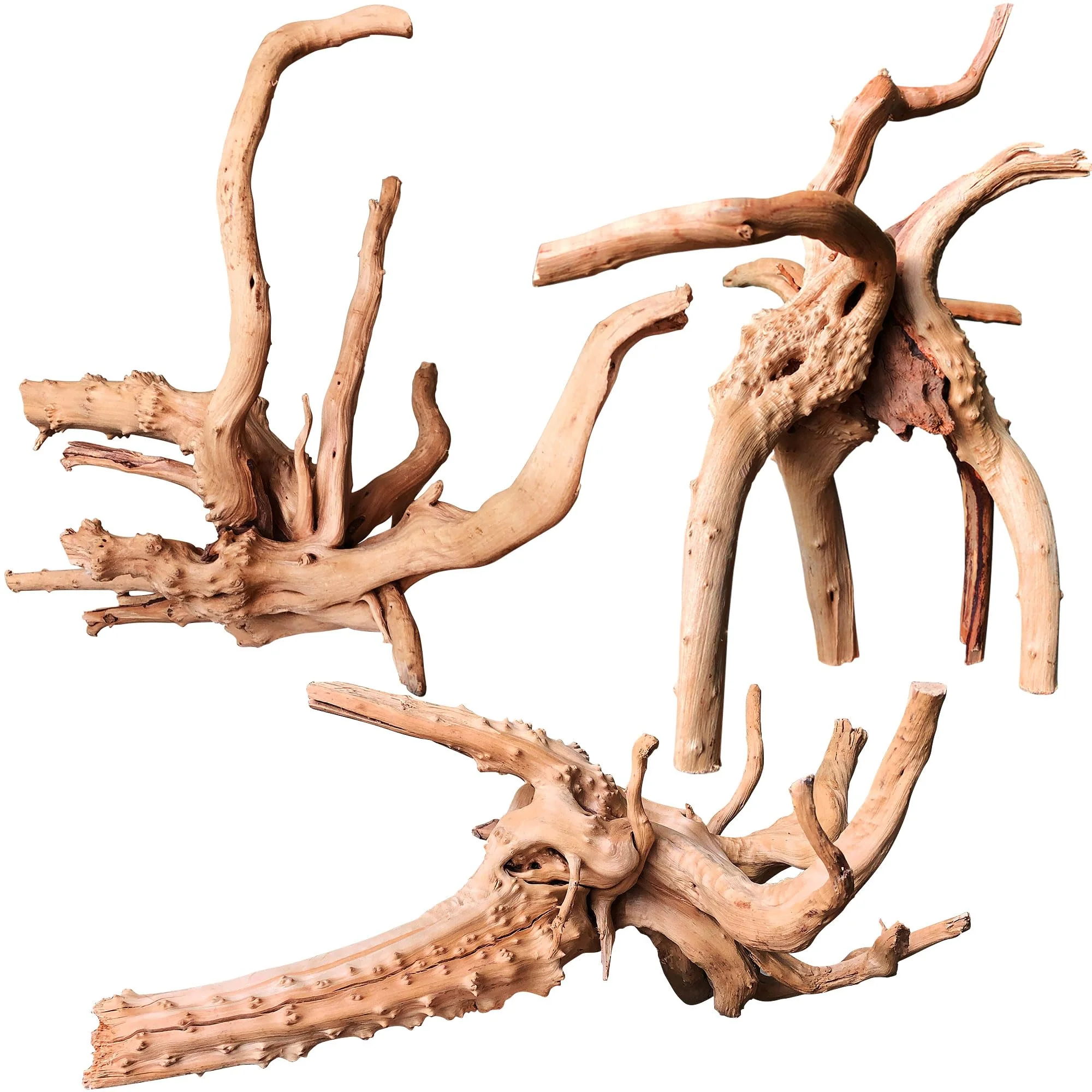 World-Class majoywoo Natural Spider Wood Driftwood for Aquarium Decor – 3 Pcs 7-11-inch branches Premium Material