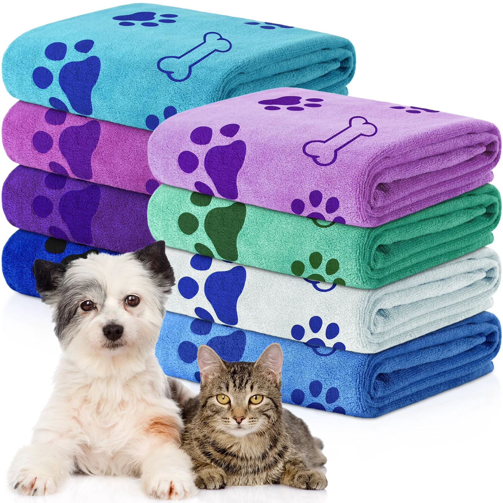 Superior Chumia 8 Pcs Dog Towels for Drying – Microfiber Quick-Dry 18x28 in Absorbent High-Performance