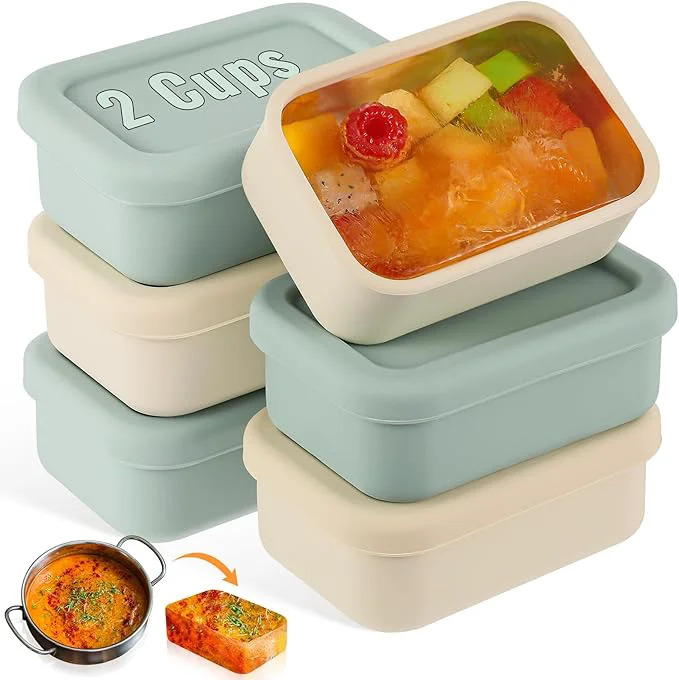 Relaxed 6 Packs 2 Cup Silicone Soup zer Molds with Lid Silicone Soup zer Trays Rectangle Reusable Food Preserving Tray zing Sauces Stews Sage Green Beige About ThisOverview Traditional