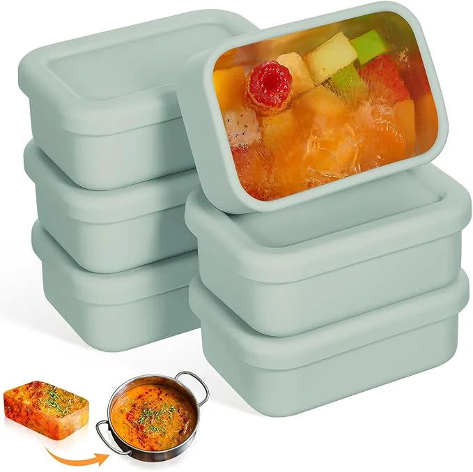 Carefully Designed 6 Packs 1 Cup Silicone Soup zer Molds with Lid Silicone Soup zer Trays Rectangle Reusable Food Preserving Tray zing Sauces Stews Sage Green About ThisOverview Minimalist