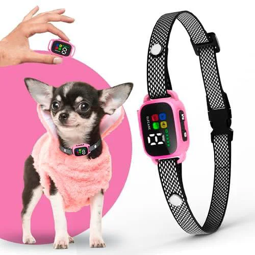 Advanced ELECANE Tiny Bark Collar for Small Dogs 5-15 lbs No Shock 7 Sensitivity Levels IP67 Pink Traditional