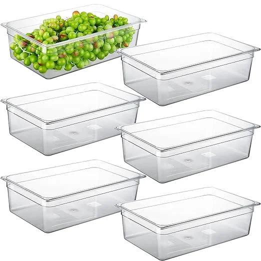 Traditional CURTA 6-Pack Full Size 6 Deep NSF Polycarbonate Food Pans Dishwasher zer Safe Clear Container for Prep Tables Buffet Salad Bar Commercial Home KitchenAbout ThisOverview Advanced