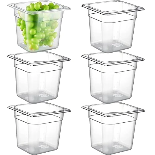 Smart CURTA 6-Pack 1 6 Size 6 Deep NSF Polycarbonate Food Pans Dishwasher zer Safe Clear Container for Prep Tables Buffet Salad Bar Commercial Home KitchenAbout ThisOverview High-Performance